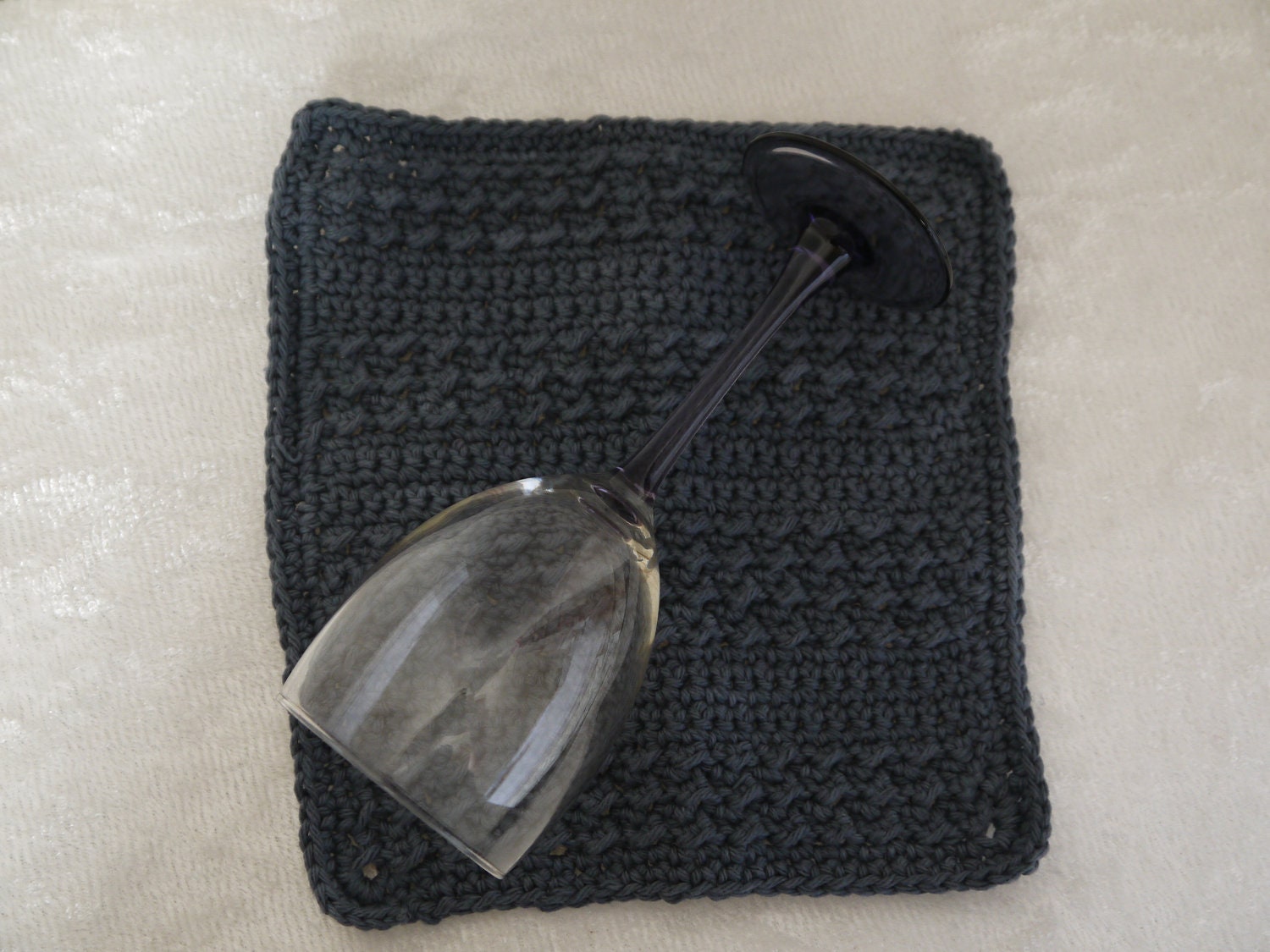 Crocheted Dishcloth in Grey