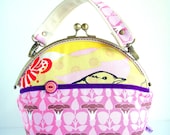 Art Nouveau Purse, Bird Flowers Purse, Pink Yellow Purse
