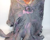 Elegant Nuno Felted Wool Scarf Very Light and Warm.Grey scarf.Spring fashion.. Idea for gifts