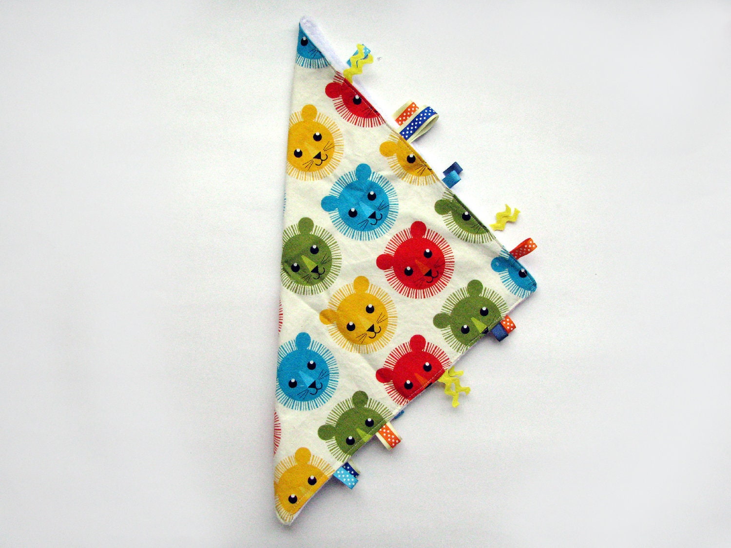 sale - minky Sensory Ribbon velour Taggy Snuggly Tag Toy Mini Blankie Comforter Taggie BABY GIFT lion