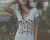 Ikat Love Deep V Neck Tee Oatmeal