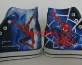 Custom Converse Spiderman  Hand Painted On Converse Shoes Great Gift