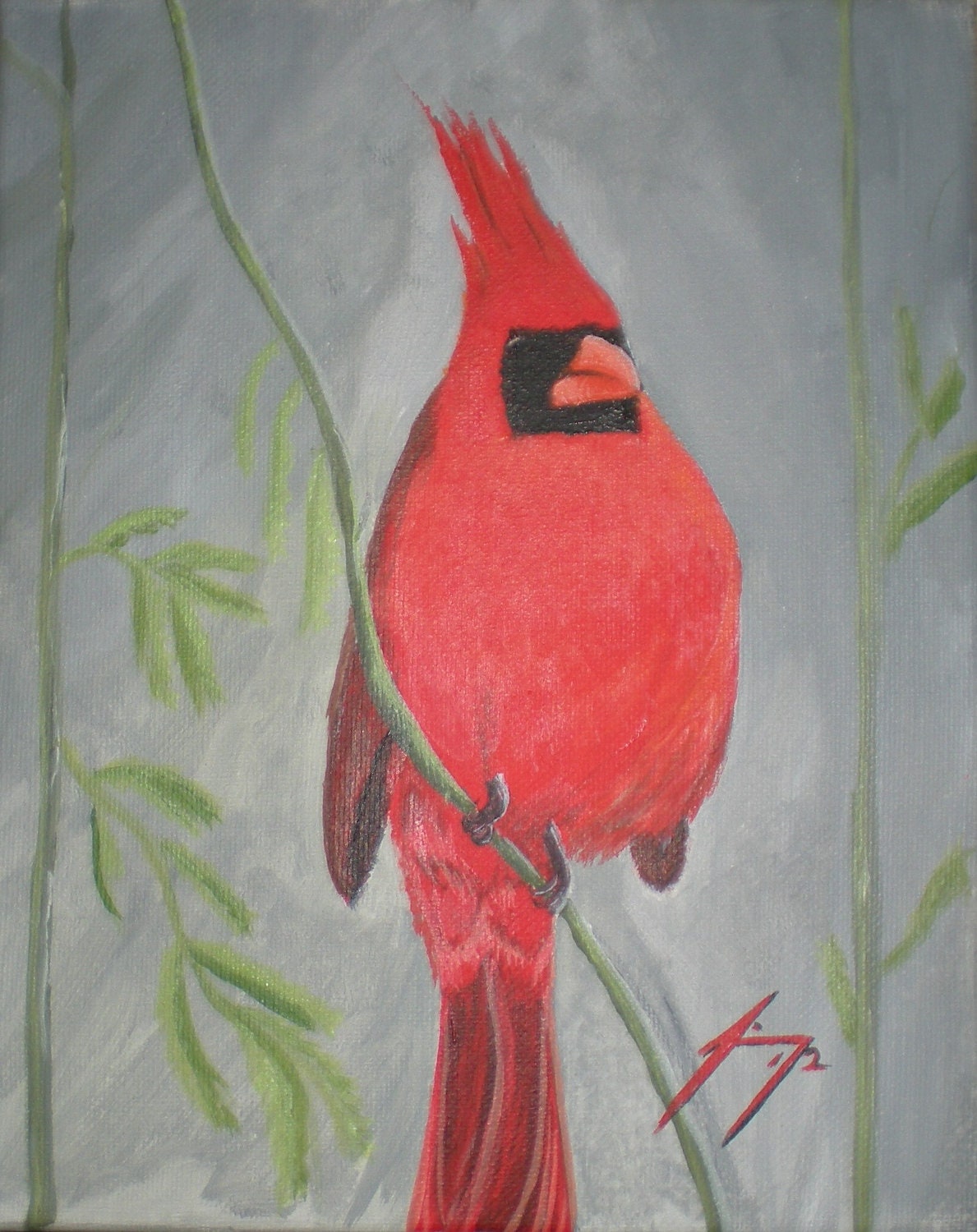Red Cardinal Bird Original Painting
