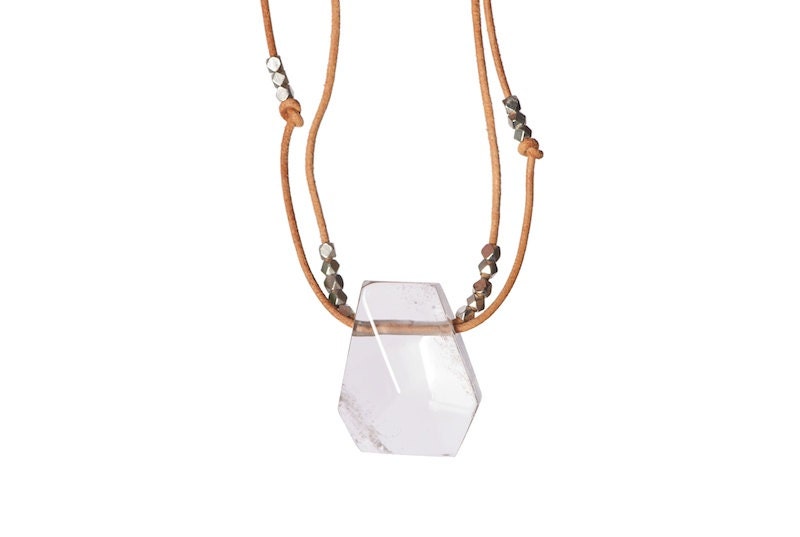 Long Necklace with geometric Rock Crystal