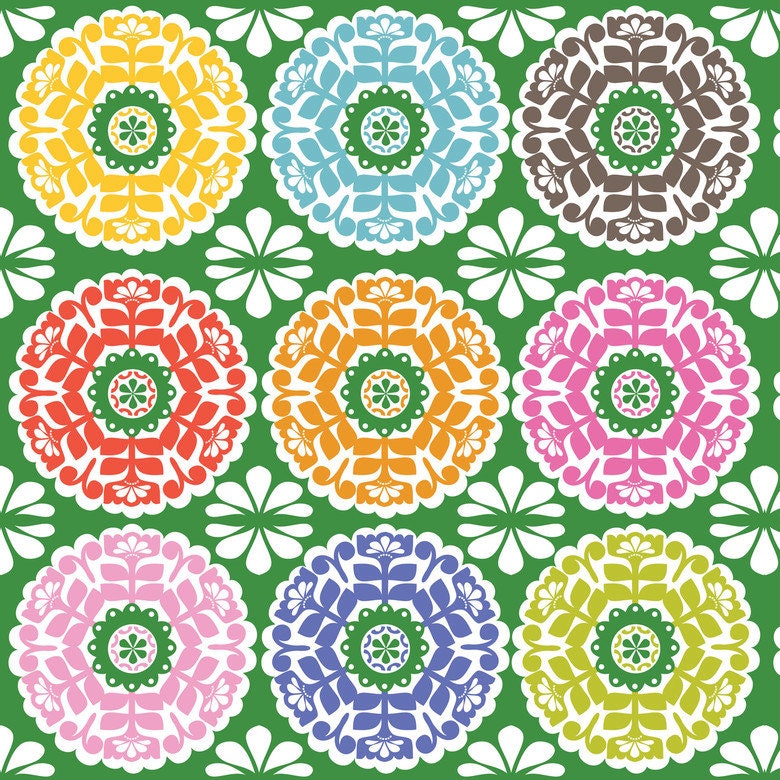Kaleidoscope Green: Gabbie Collection from Maude Asbury for Blend Fabrics. 1 Yard Cut