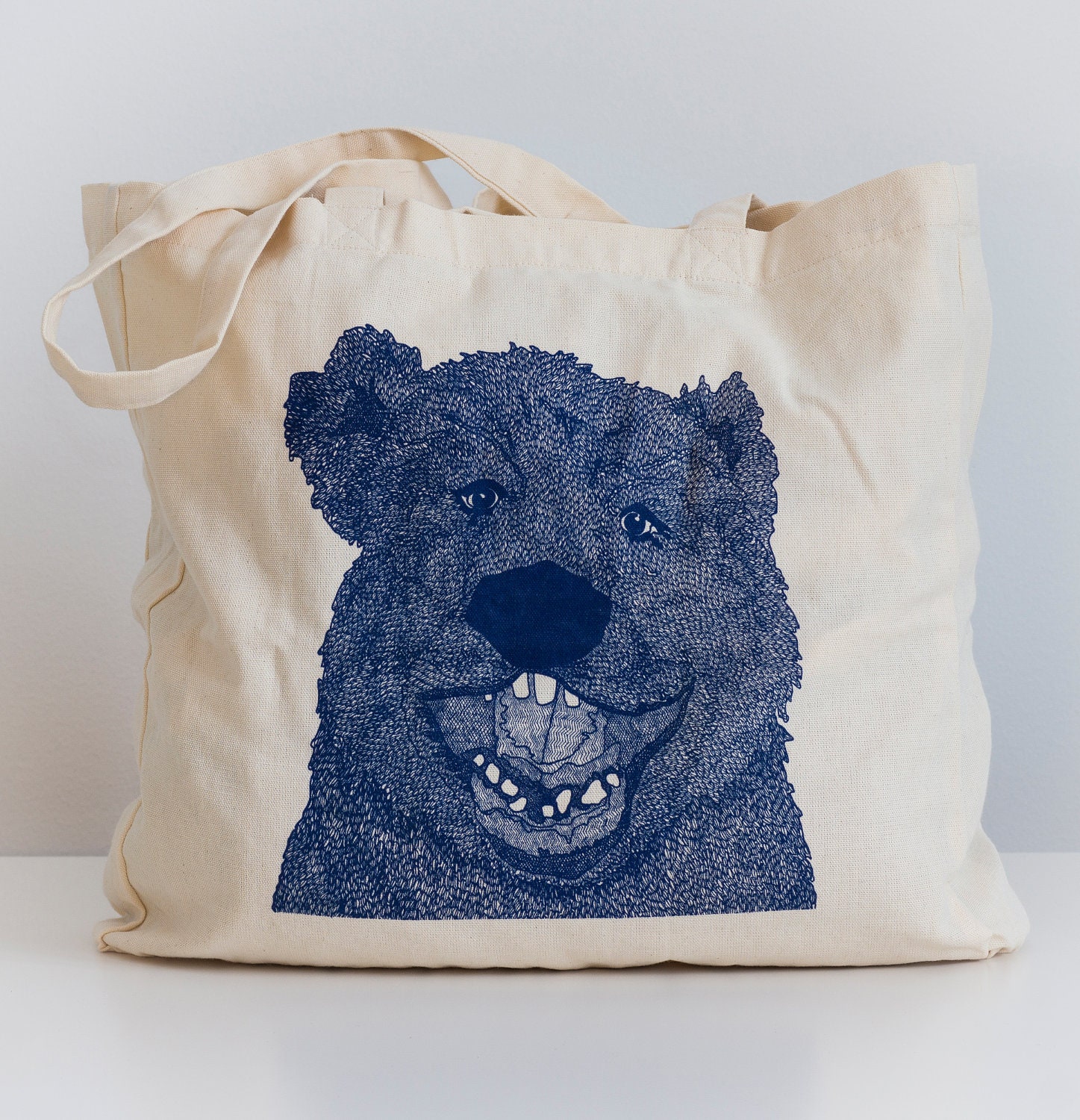 Organic cotton tote bag "Bear" in Navy