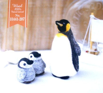 Japanese Wool Needle Felting Craft Kit -  Emperor Penguin Family