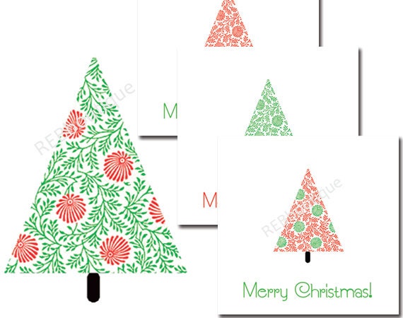 PRINTABLE Christmas Gift Tags- Holiday gift tags, gift cards, Christmas cards, Christmas tree,  jpg, PDF, digital, green, red, white