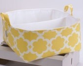 XL 12"x12"x6" Diaper Caddy - Storage Bin Basket Container Organizer - Tarika Yellow Fabric