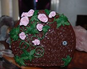 Pink Rose Hobbit door Polymer clay perfect Birthday gift for the Fairy/Hobbit lover