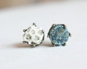 Moon Coral and Druzy Agate Earrings