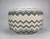 26" Pouf Ottoman Pillow in Natural and Gray Zazzle Ikat Zig Zag Chevron