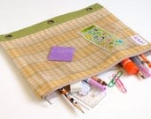 3 Ring Binder Organizer Pouches, Scrapbook Storage Pouch, Craft Storage Case, Kids School Binder Pouch-Yellow Checker