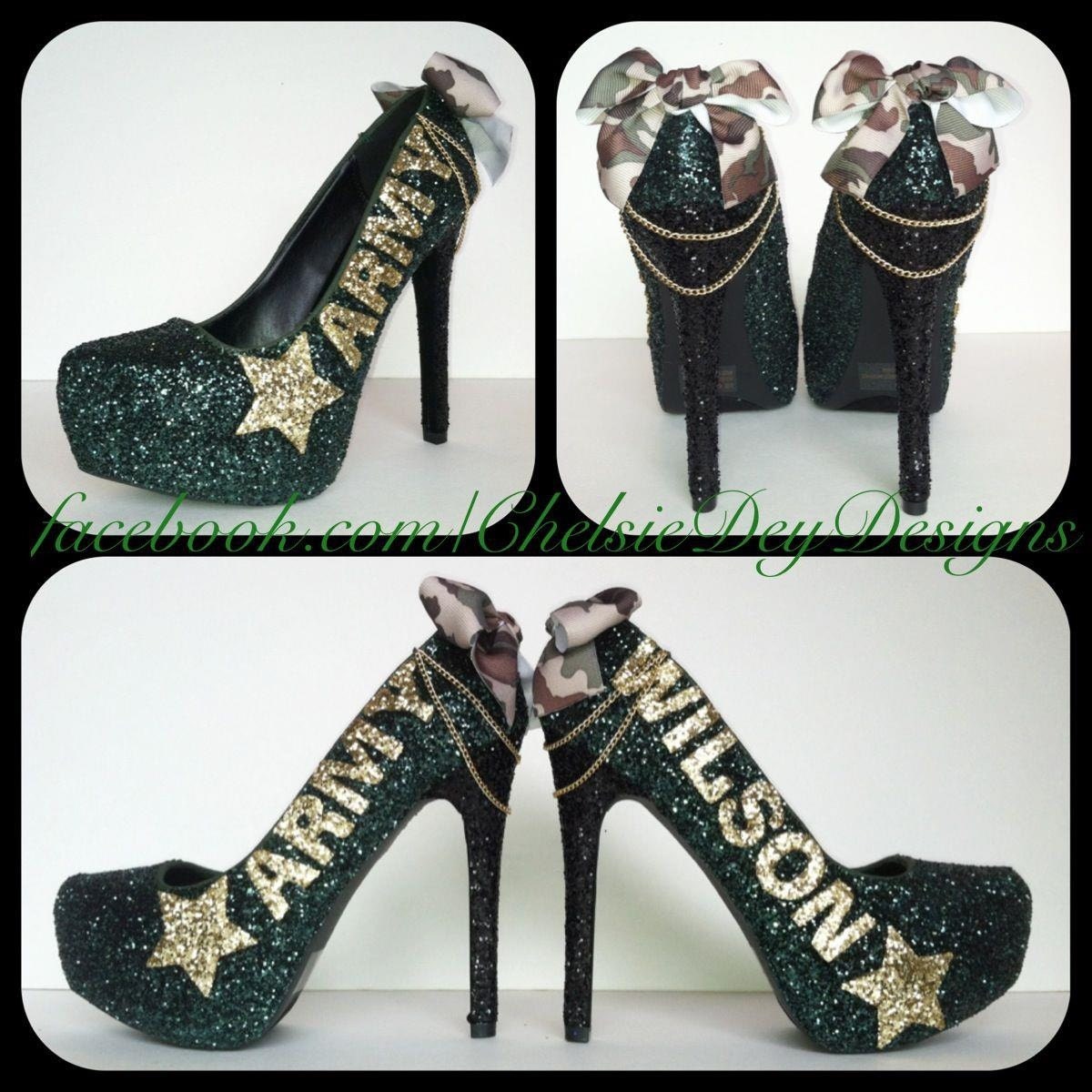 Army Glitter High Heels