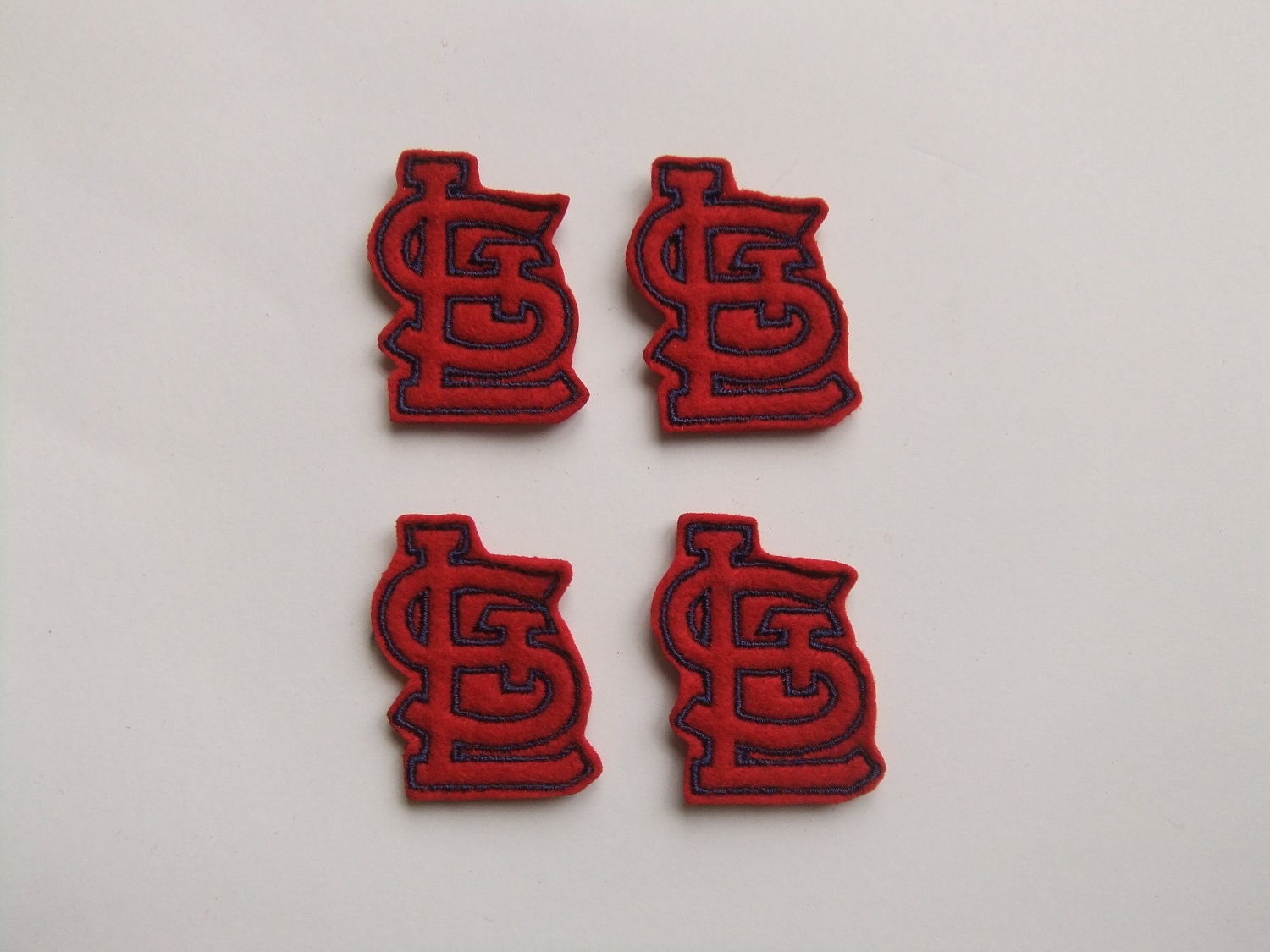 Adorable St. Louis Baseball Felt Pieces Machine Embroidered for Hair Clips Bows Applique Embellishments