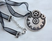 Steampunk clock necklace