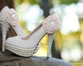 Custom designed Wedding pumps made with Swarovski crystals and pearls