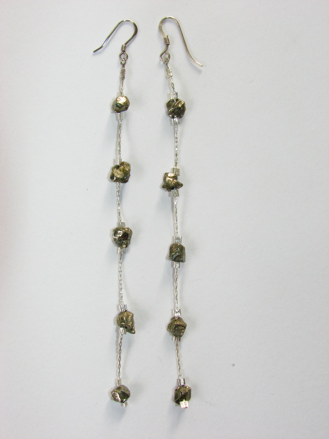 Pyrite Nugget Danglie Earrings