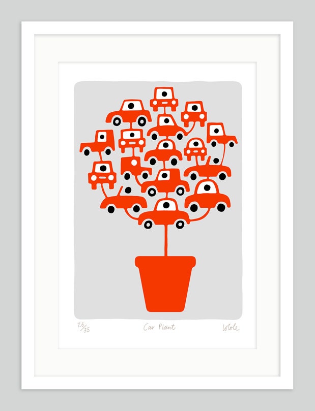 Car Plant by Lo Cole, Limited Edition Archival Print (A3) 16.5" x 11.7"