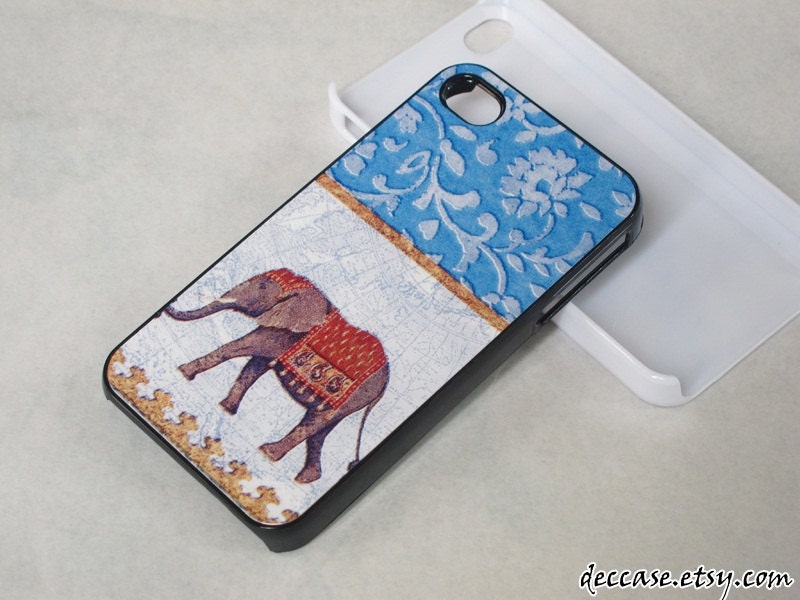 iPhone case IPHONE 5 CASE lace ELEPHANT Blue iPhone 4 case iPhone 4S caseHard Plastic Case Rubber Case