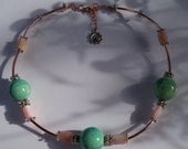 Large beaded bling Peruvian Opal, Copper and Porcelain nceklace