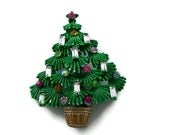 Vintage Christmas Tree Brooch - 1950s