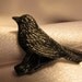 Silver Antiqued Black Raven Crow  Pin
