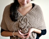 Caramel Oats - Beautiful woodland caplet, hand knitted, handmade knit fashion jacket poncho cape caplet shrug
