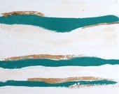 Original Abstract Painting "Mod Undercurrent Turquoise No. 1" with Gold on Wood