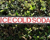 ICE COLD SODA Rustic Wood Retro VIntage Soda Fountain Sign