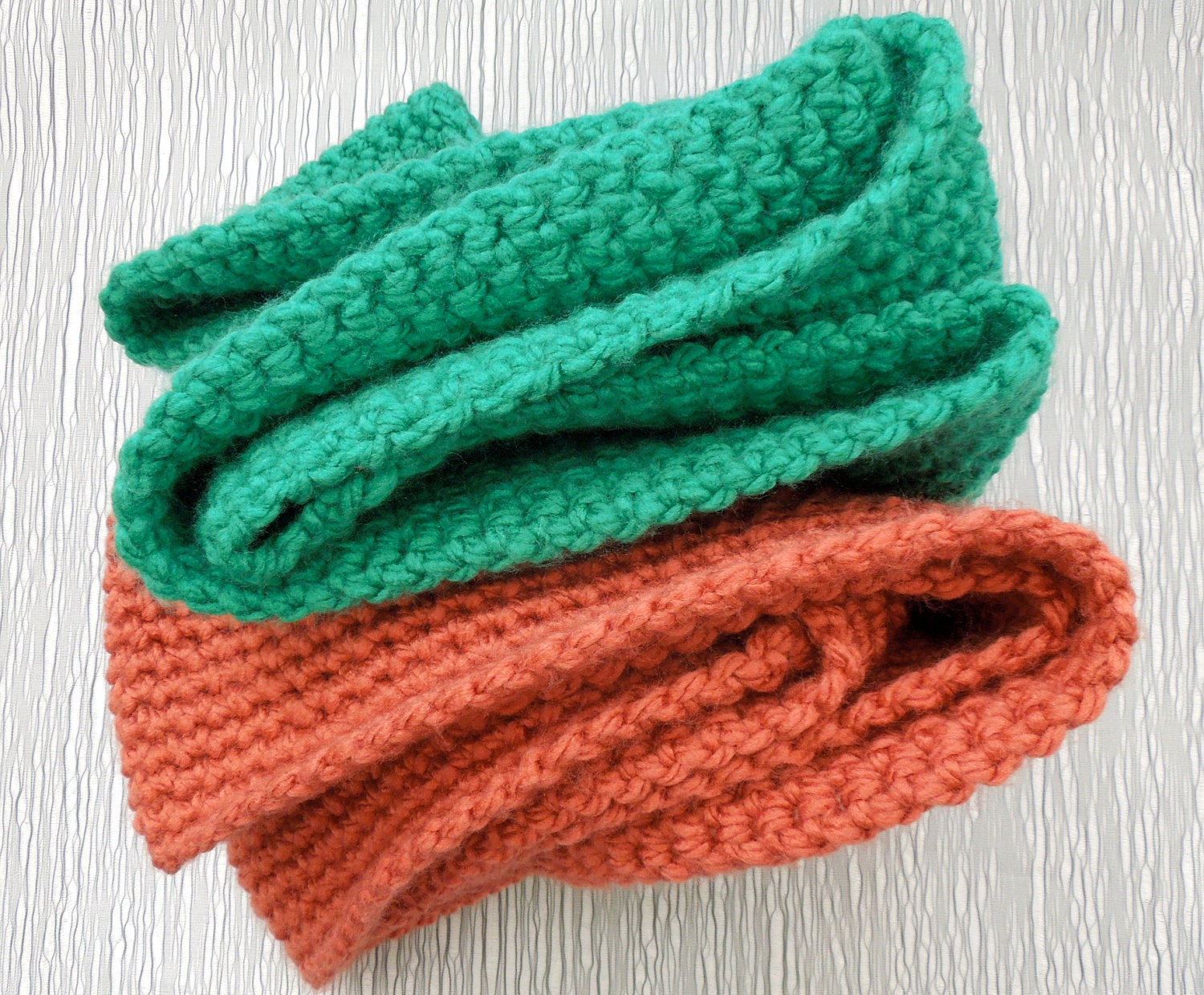 super warm & cozy infinity scarf / cowl - burnt orange OR green