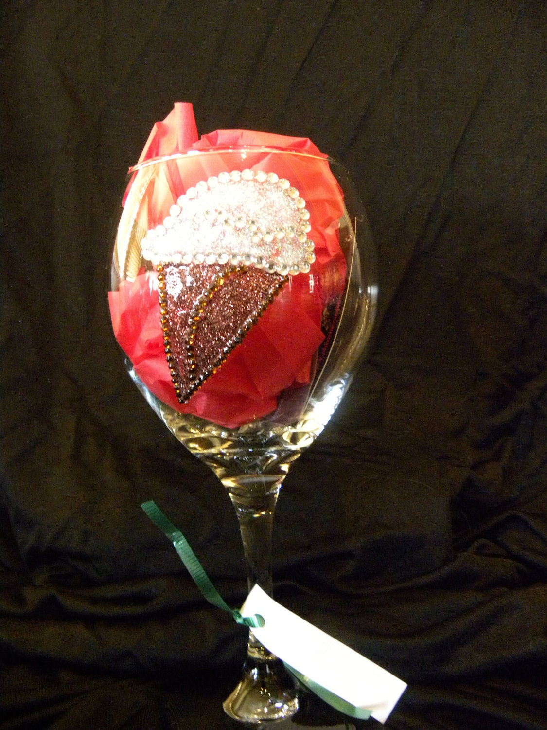 Fifty Shades of Grey - rhinestone vanilla ice cream cone red wine glass