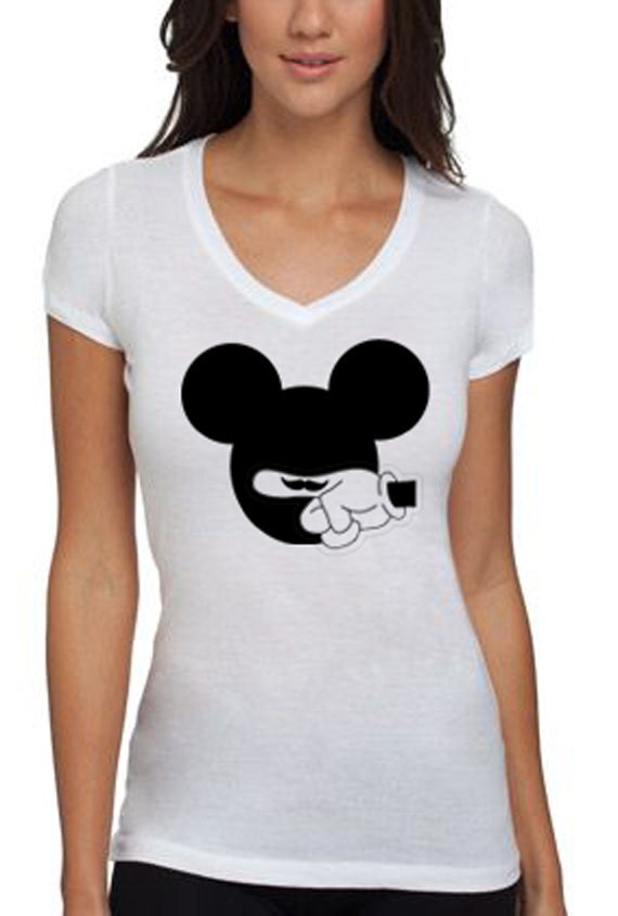 Mustache Finger Womens White T-Shirt
