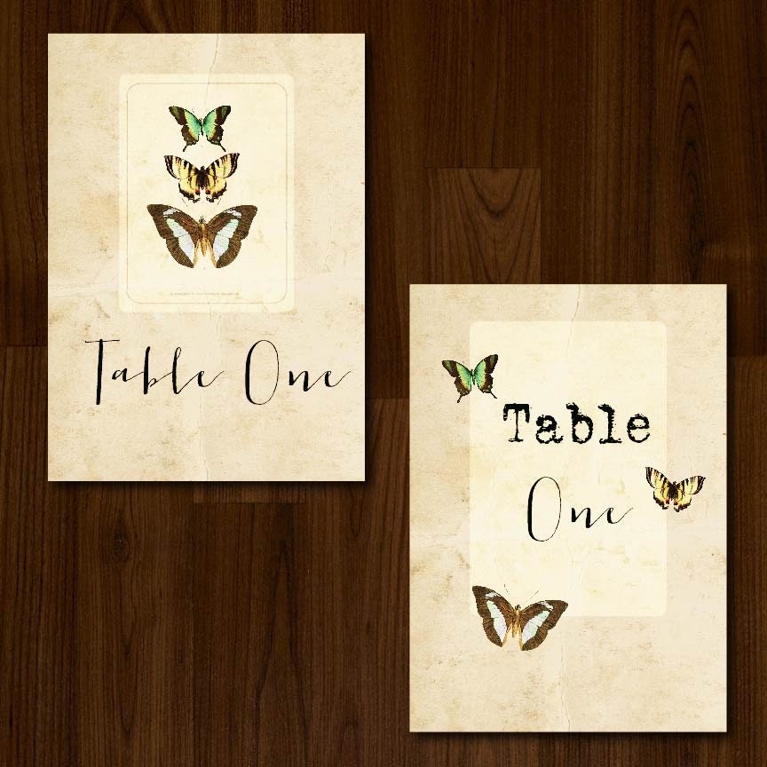 Vintage Rustic Butterfly DIY Printable Wedding Table Number/Name Il_170x135