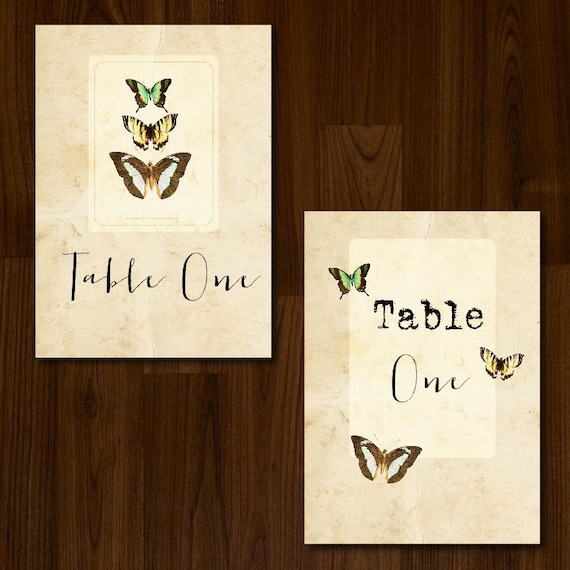 Vintage Rustic Butterfly DIY Printable Wedding Table Number/Name Il_570xn