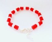 Red  czech  glass swarovski crystal silver Filled beaded  Bracelet .