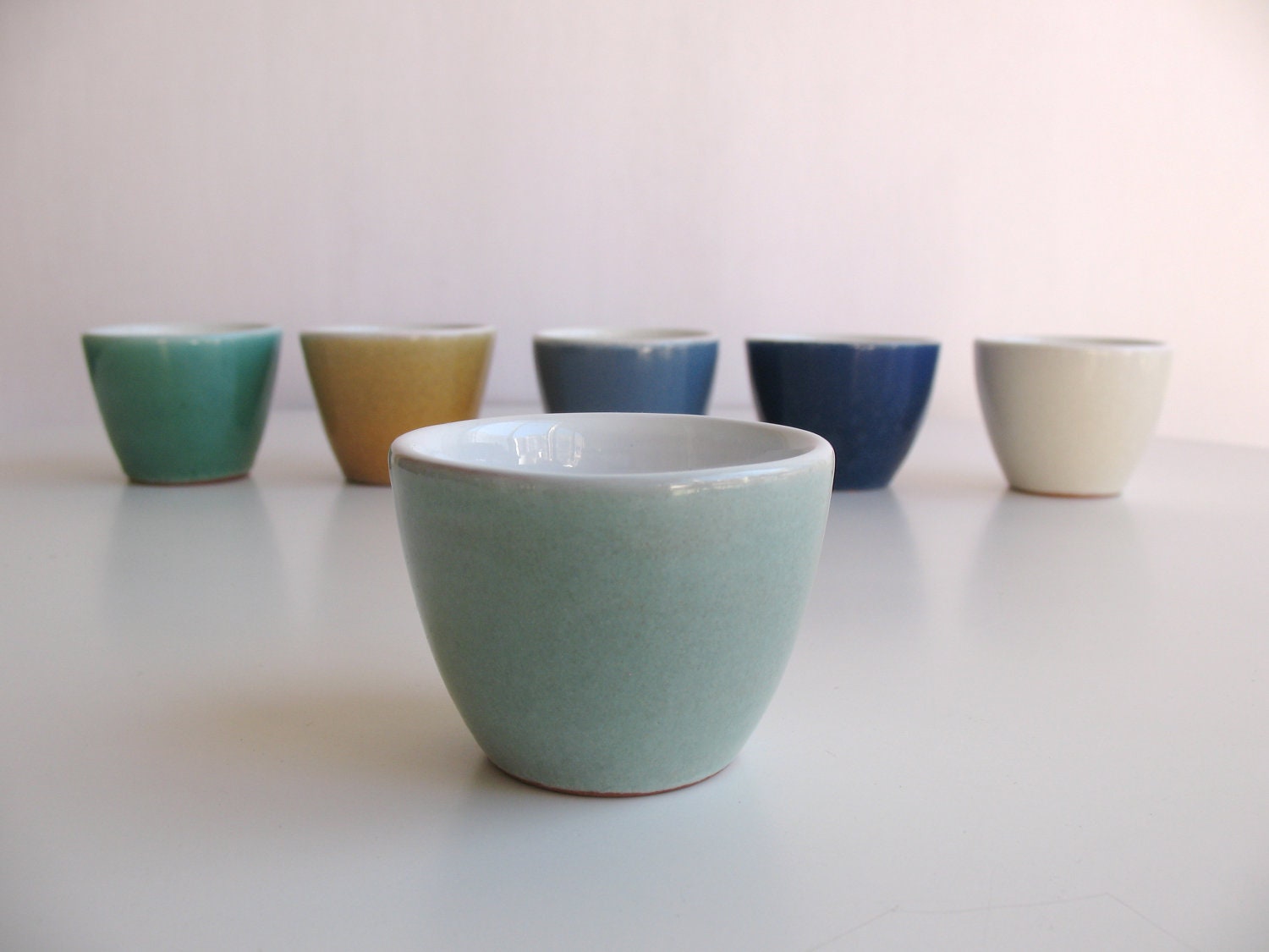 Espresso cup Ristretto light blue ceramic cup Wheel thrown pottery Home decor Kitchen decor - made to order