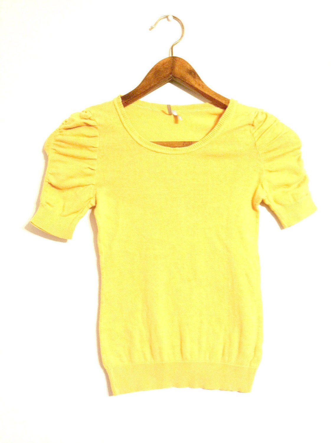 Yellow Blouse - Size S - Ruched shoulders - Upcycled - ItsCosmatic