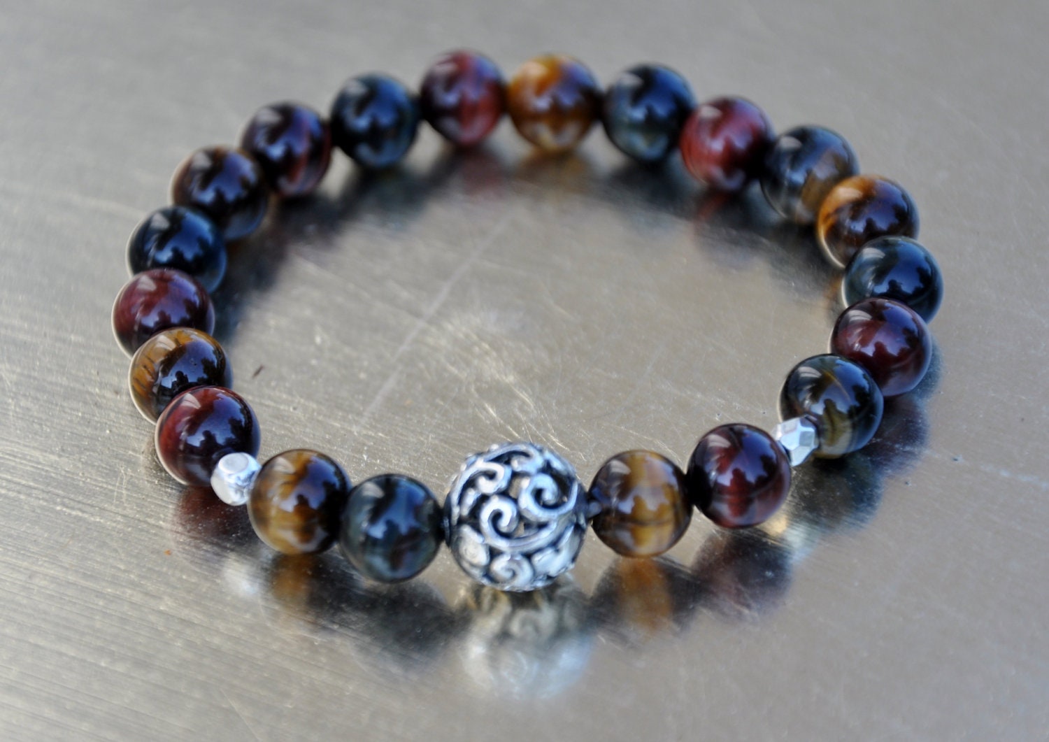 Protection & Energy MixedTigers Eye Mala Bracelet - Prayer Beads, Yoga, Healing Meditation Bracelet