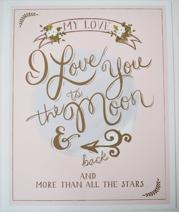 I love you to the moon and back wedding print 11 x 14