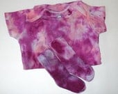 Hand Dyed Pink and Purple Onesie with Socks 12 Mo