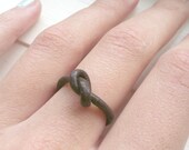 Single Knot Leather and Gold Ring