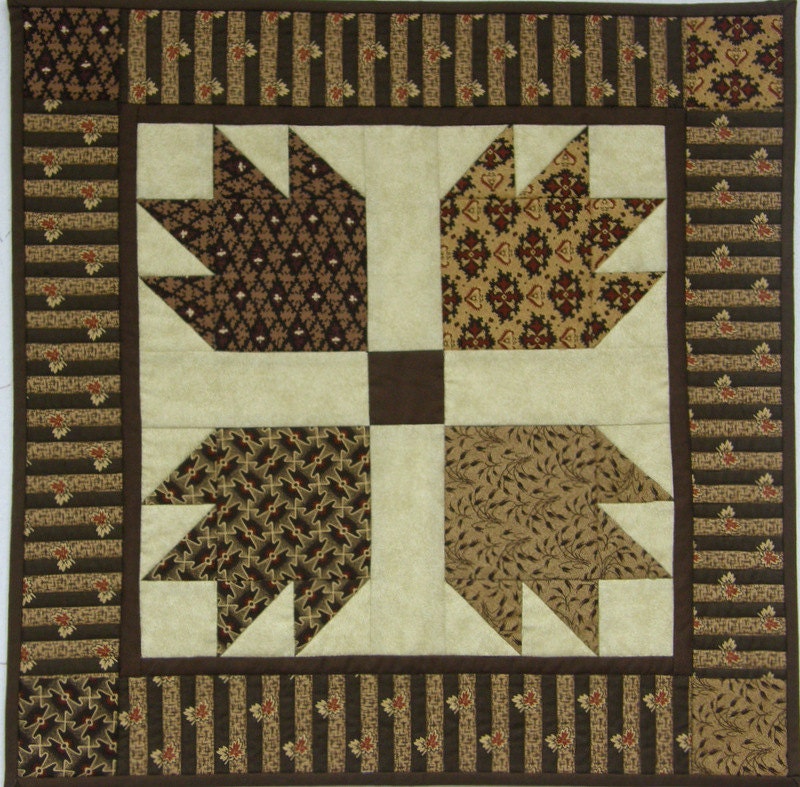 Quilted Wall Hanging, Pieced Brown Bear Paw