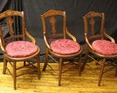 Set of 3 Victorian  Re-Upholstered Fabric Saloon Style Hiprest Accent Chairs