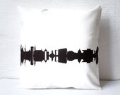Copenhagen City Throw Pillow Cushion Cover - 100% Cotton Twill - Copenhagen City Skyline - hand screenprinted delicate chocolate