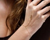 Finger Bracelet Slave Bracelet Hand Chain with Tiny Infinity Symbol All Gold Filled