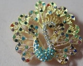 2pcs48x41mm rhinestone gold bottom alloy peacock bracelet beads.charm pave bracelet beads