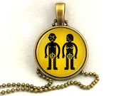 10% SALE Necklace Adam and Eve Funny Art Pendant Gift