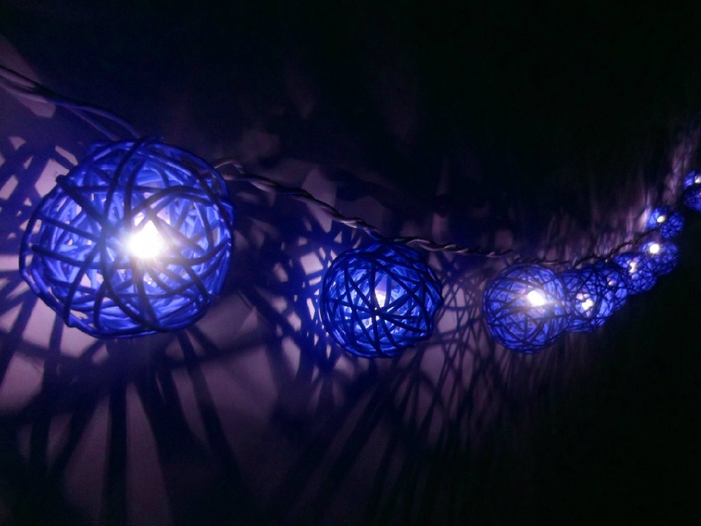 20pcs Blue Handmade Rattan Balls String Lights Fairy Party Patio Decor Party wedding