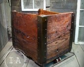 Reclaimed Vintage Industrial Angle Iron Wooden Foundry Cart Machine Age Steampunk Loft Decor